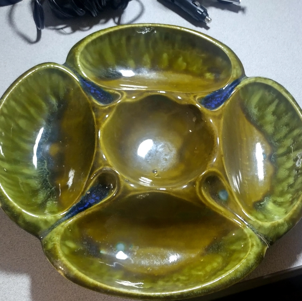 Vintage 1960 McCoy drip edge dip platter